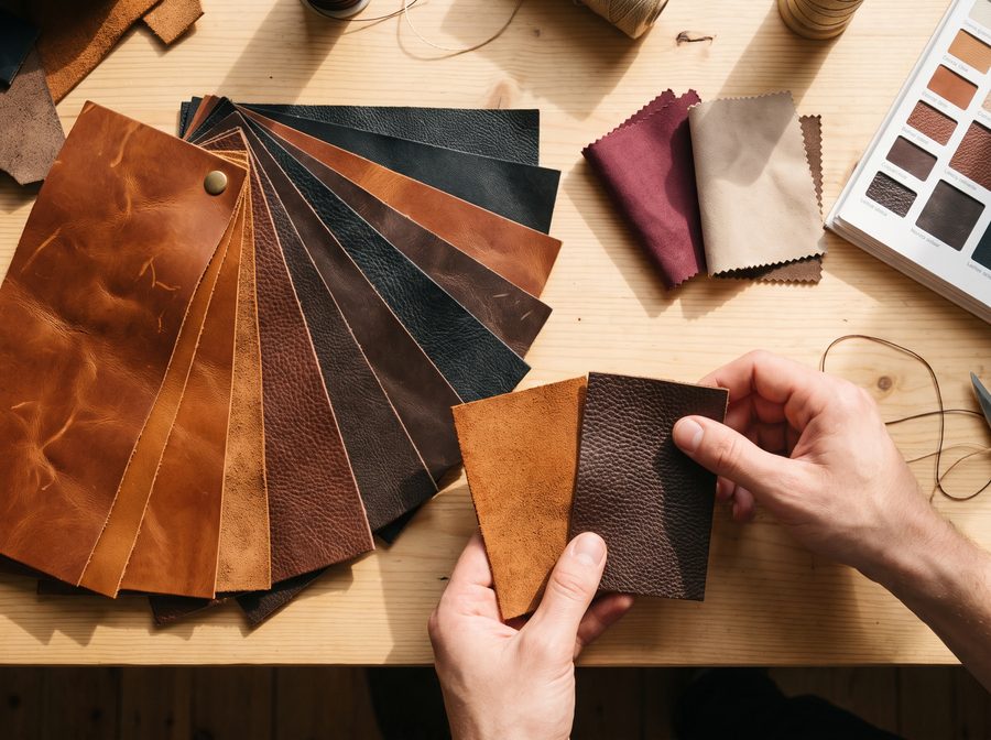 Muestras de cuero genuino para elegir color y textura - By Marcoleone